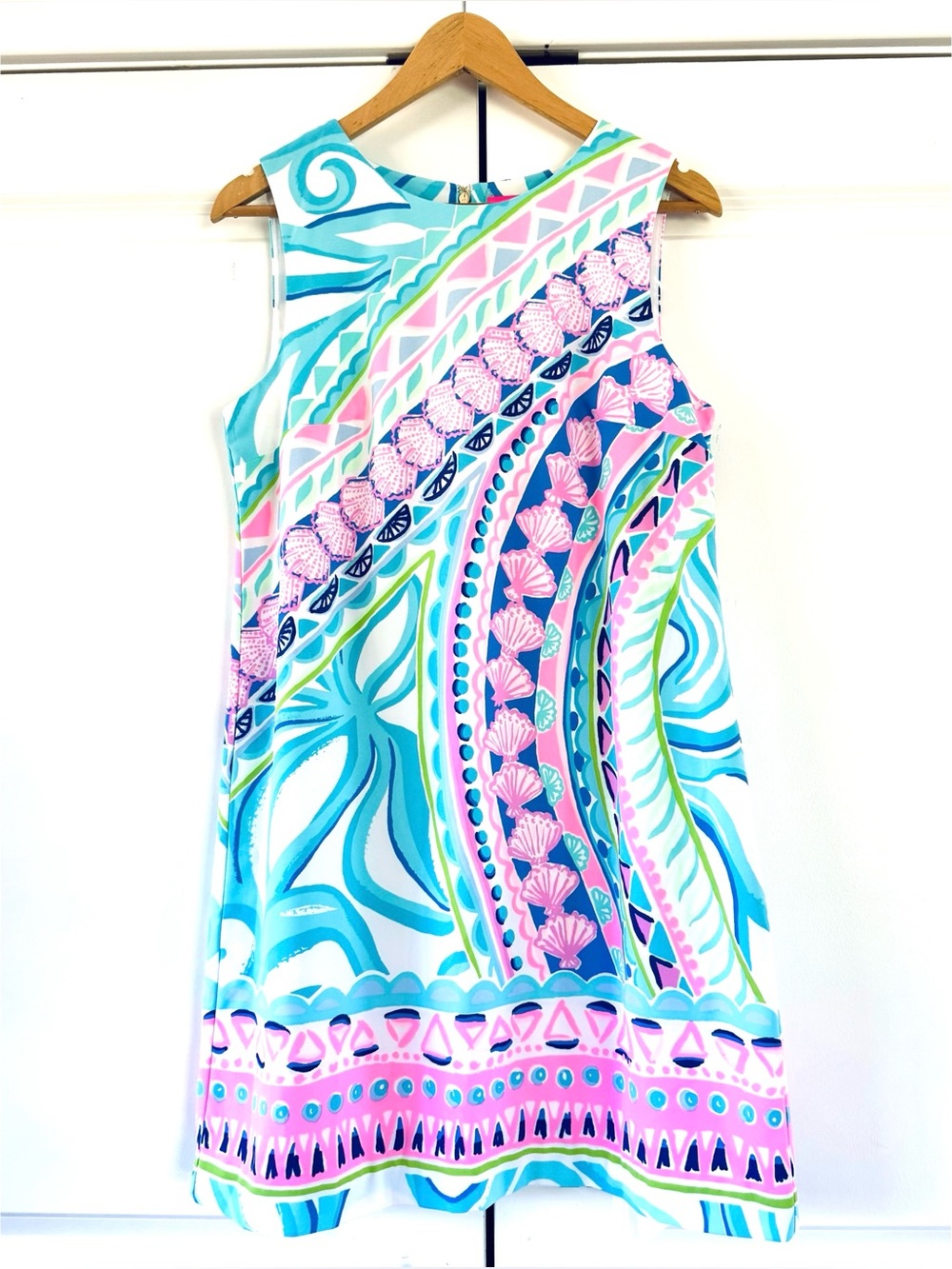 Lilly Pulitzer Narissa Shift Dress Coco Island Shell Colorful Beach Print Size 8 - Picture 8 of 8